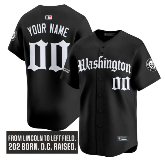 Custom Washington Nationals Jersey Gothic Capitol Edition Stitched Black