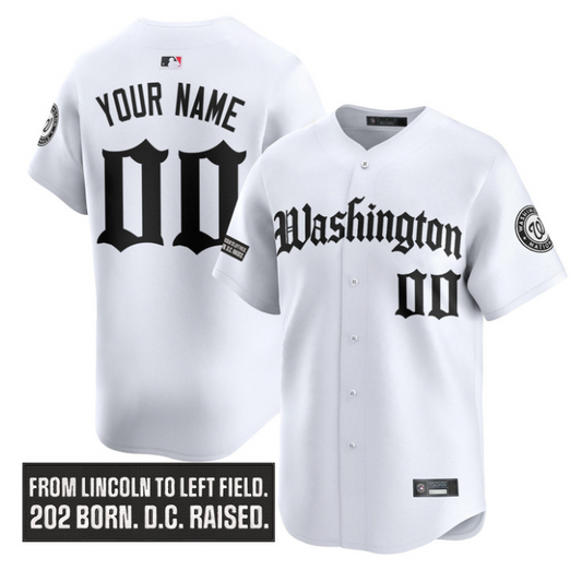 Custom Washington Nationals Jersey Gothic Capitol Edition Stitched White