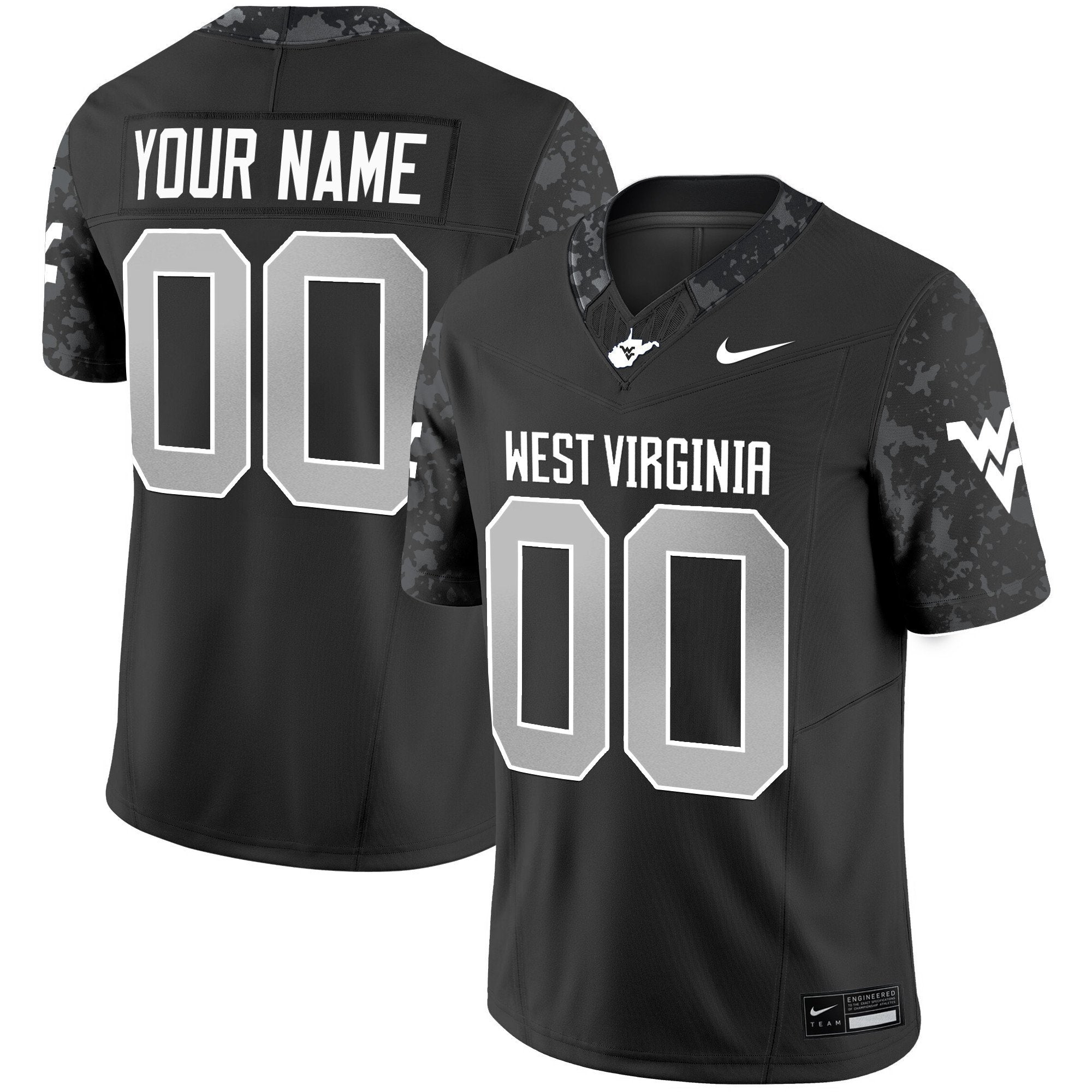 Custom West Virginia Mountaineers Jersey 2025 Vapor Limited Stitched Coal