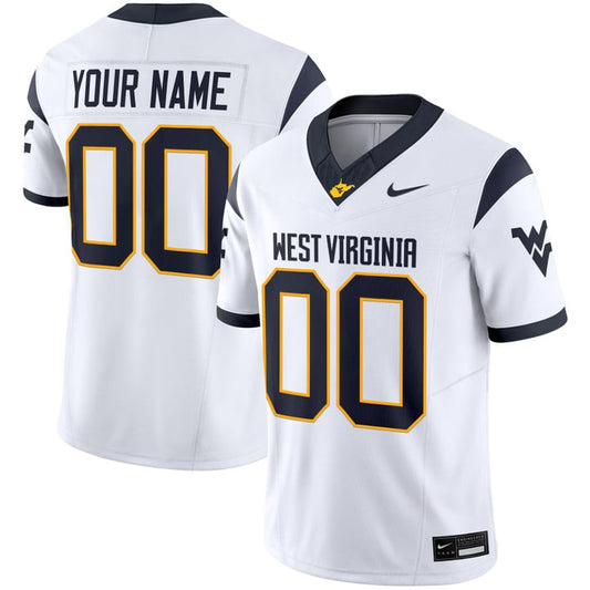 Custom West Virginia Mountaineers Jersey 2025 Vapor Limited Stitched White