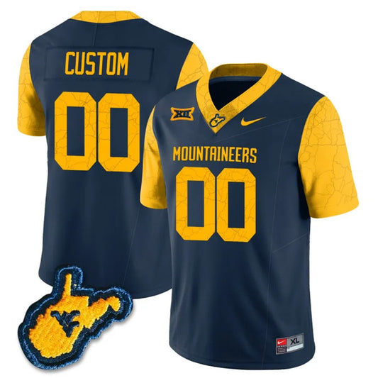 Custom West Virginia Mountaineers Jersey Name and Number College Football Country Roads Navy – All Stitched
