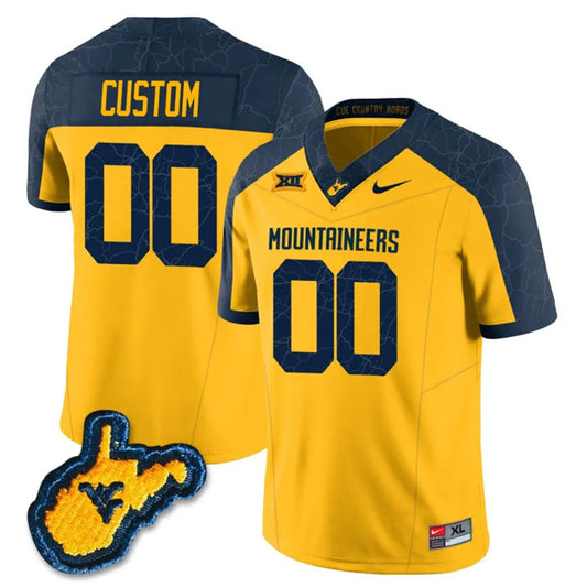 Custom West Virginia Mountaineers Jersey Name and Number College Football Country Roads Yellow – All Stitched