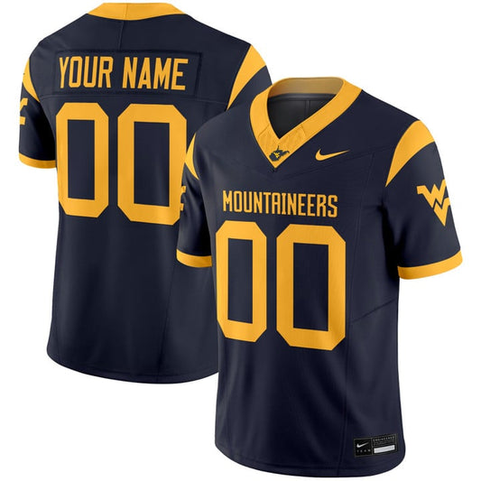 Custom West Virginia Mountaineers Jersey 2025 Vapor Limited Stitched Navy