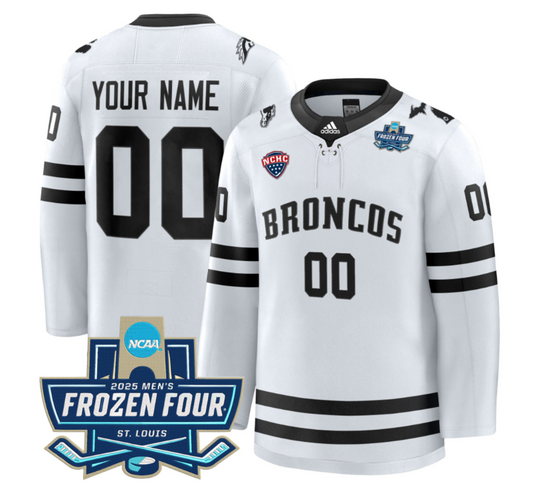 Custom Western Michigan Broncos Jersey 2025 Frozen Four Patch Stitched White