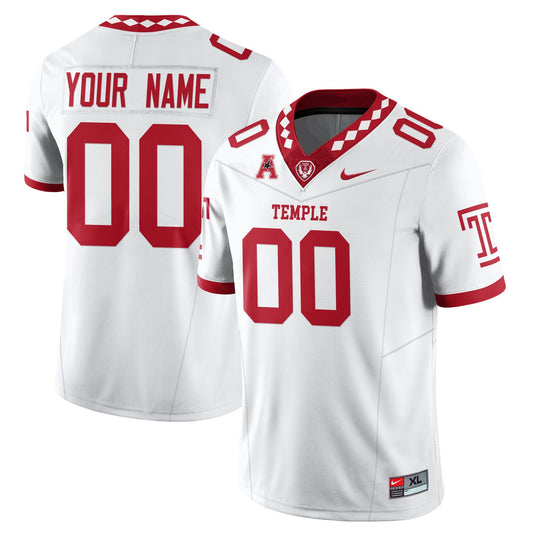 Custom Temple Jersey Name, Number Football 2025 Vapor Limited Stitched White