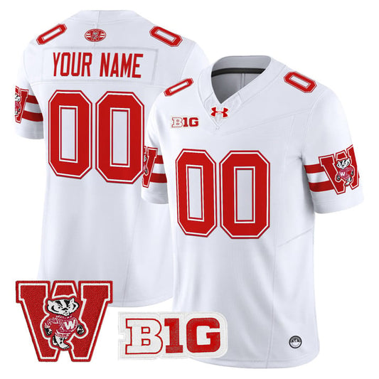 Custom Wisconsin Badgers Jersey Name, Number Throwback Stitched White