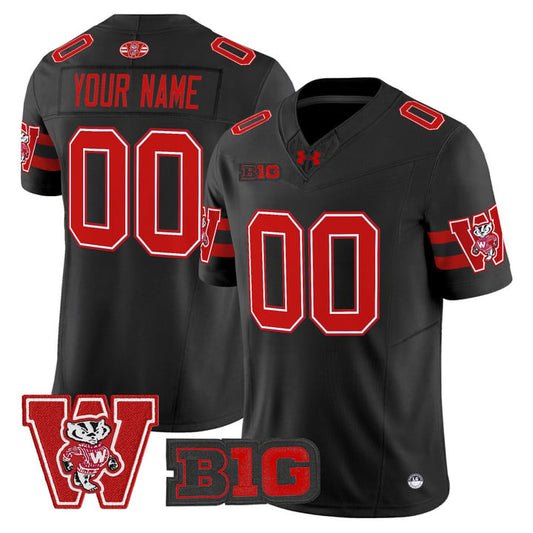 Custom Wisconsin Badgers Jersey Name, Number Throwback Stitched Black