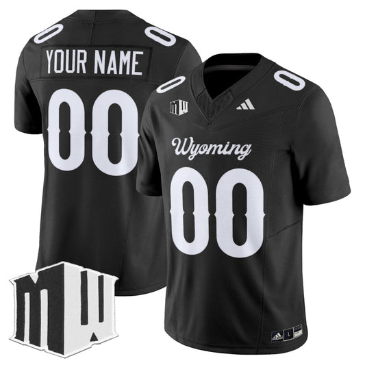 Custom Wyoming Cowboy Jersey Name and Number Black All Stitched