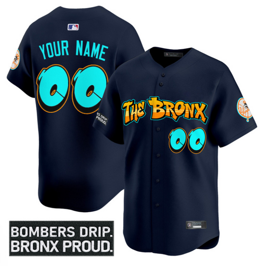 Custom Yankees Jersey Graffiti Bronx Bombers Edition Limited Stitched Navy
