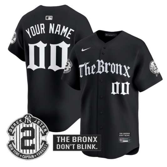 Custom Yankees Jersey The Bronx Gothic Ink Drop Edition Stitched Black