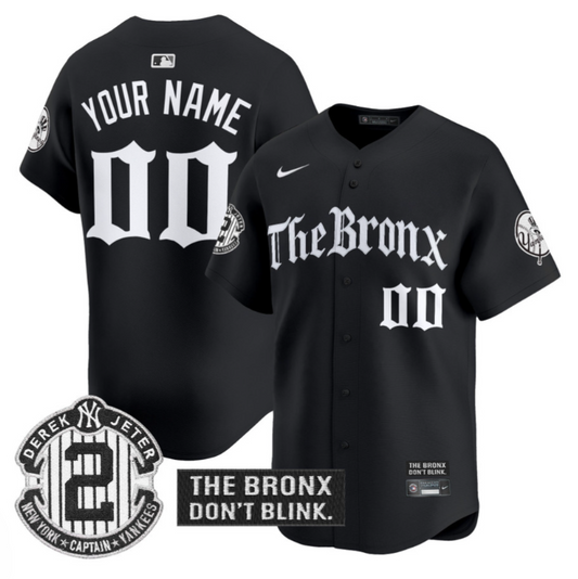 Custom Yankees Jersey The Bronx Gothic Ink Drop Edition Stitched Black