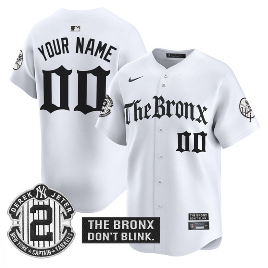 Custom Yankees Jersey The Bronx Gothic Ink Drop Edition Stitched White