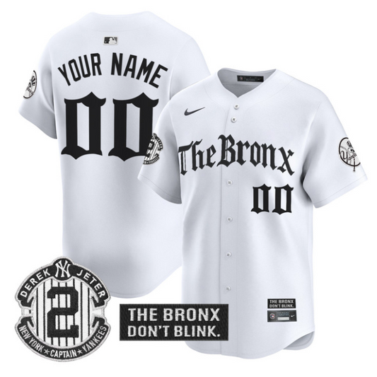Custom Yankees Jersey The Bronx Gothic Ink Drop Edition Stitched White