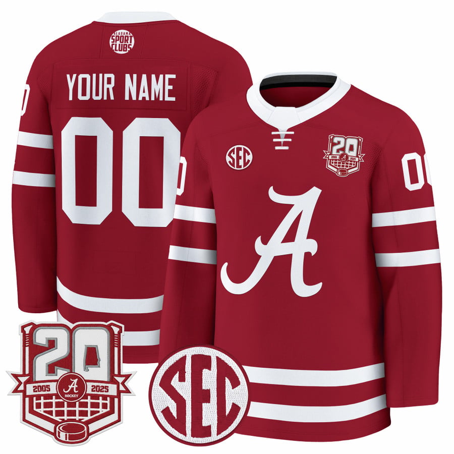 Custom Alabama Crimson Jersey 2025-26 Premium 20th Anniversary Patch Stitched