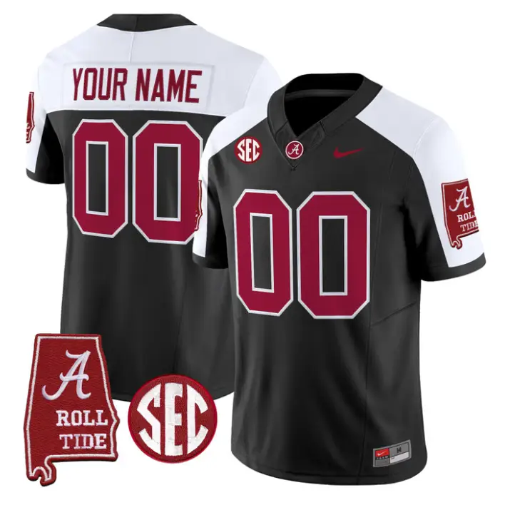 Custom Alabama Crimson Jersey 2026 Map and SEC Patch Stitched