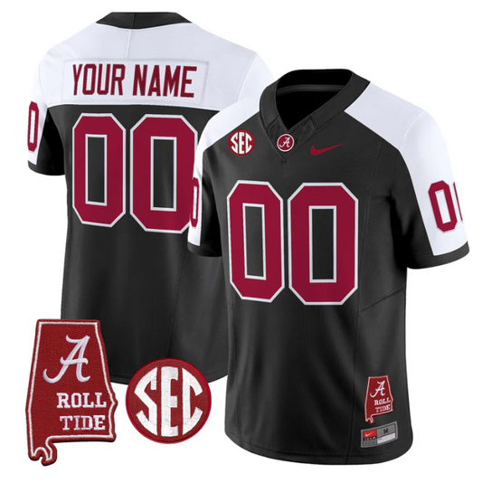 Custom Alabama Crimson Tide Jersey Name, Number Throwback Map Stitched