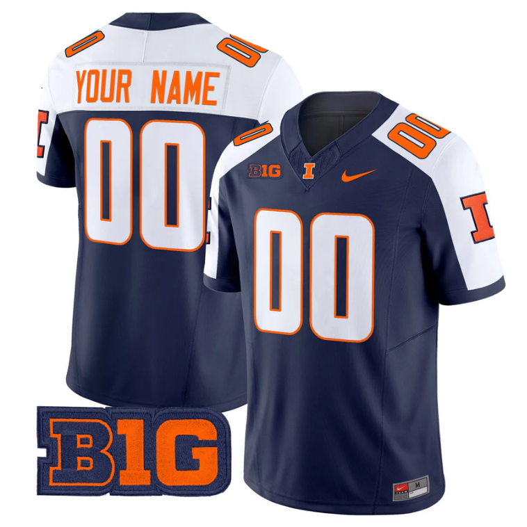 Custom Illinois Fighting Illini Jersey 2025 Vapor Limited Stitched