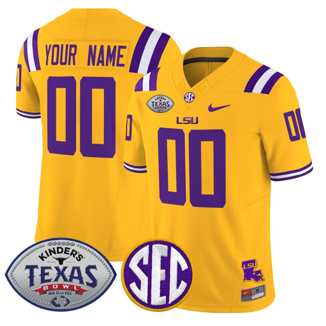 Custom LSU Tigers Jersey 2025 Texas Bowl Vapor Limited Stitched