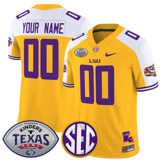 Custom LSU Tigers Jersey 2025 Texas Bowl Vapor Limited Stitched