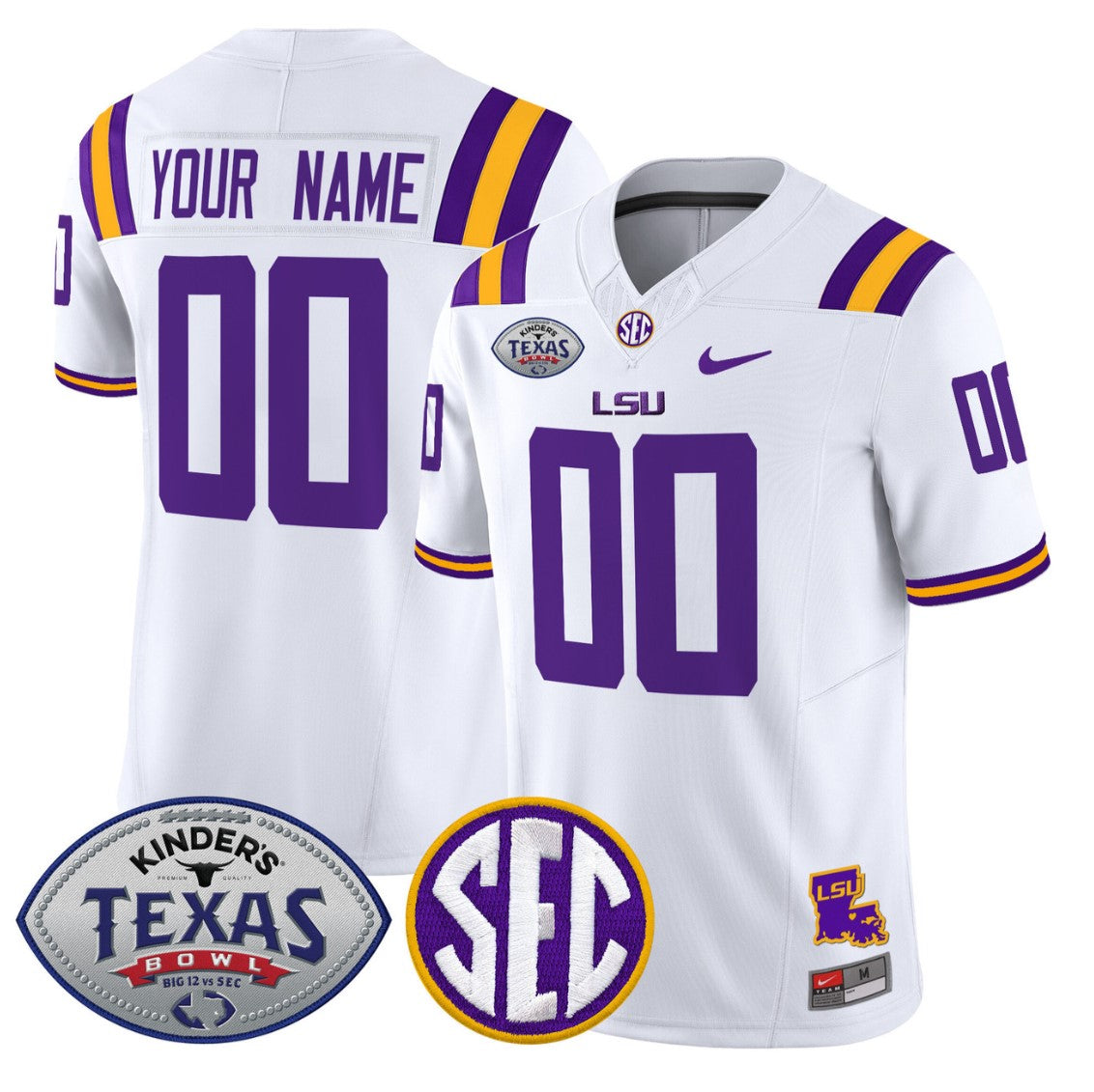 Custom LSU Tigers Jersey 2025 Texas Bowl Vapor Limited Stitched