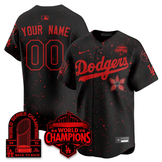 Custom Los Angeles Dodgers Jersey 2025 Champions Stranger Things 9x Champs Stitched