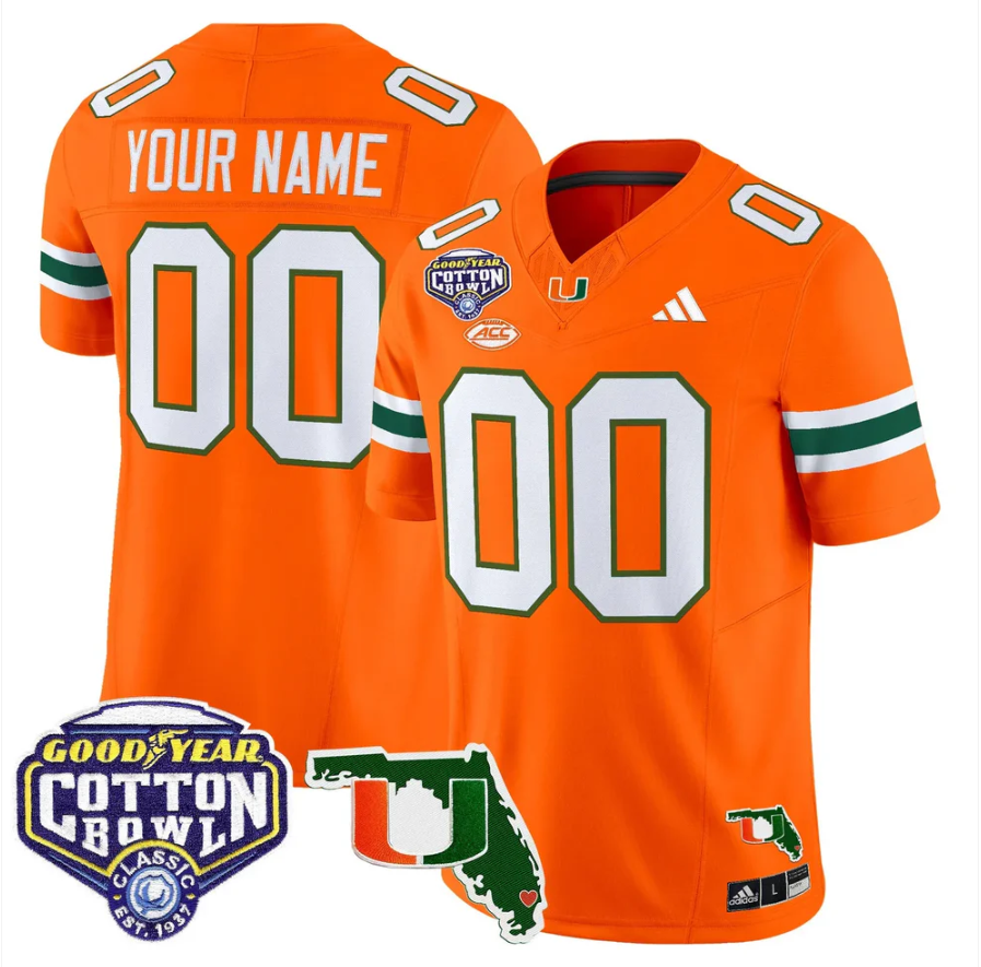 Custom Miami Hurricanes Jersey 2025 Cotton Bowl Florida Patch Stitched