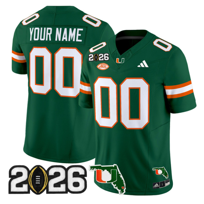 Custom Miami Hurricanes Jersey 2026 CFP Final Florida Patch Limited