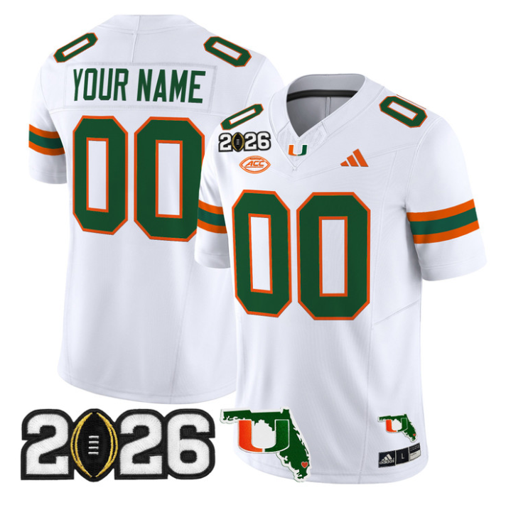 Custom Miami Hurricanes Jersey 2026 CFP Final Florida Patch Limited