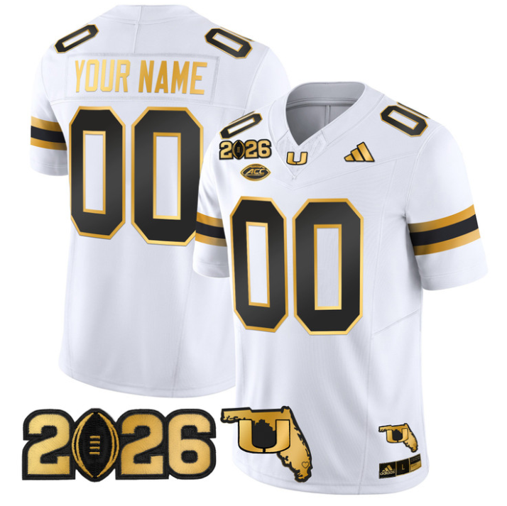 Custom Miami Hurricanes Jersey 2026 CFP Final Florida Patch Stitched