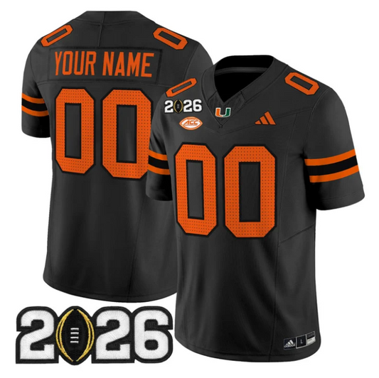 Custom Miami Hurricanes Jersey 2026 CFP Final Patch Limited Stitched Black