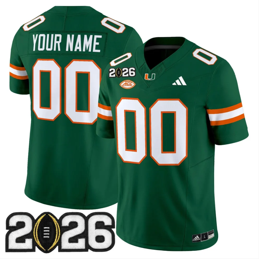 Custom Miami Hurricanes Jersey 2026 CFP Final Patch Stitched