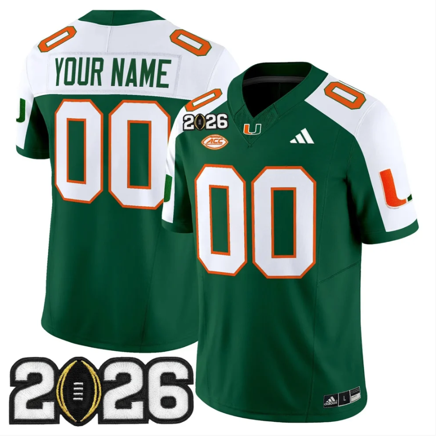 Custom Miami Hurricanes Jersey 2026 CFP Final Patch Stitched