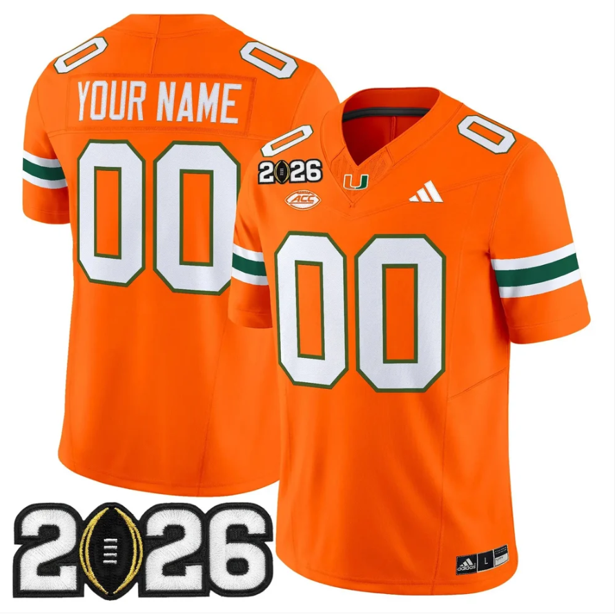 Custom Miami Hurricanes Jersey 2026 CFP Final Patch Stitched