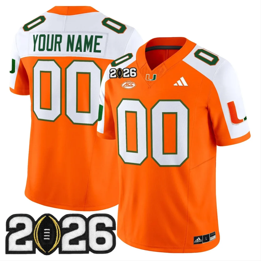 Custom Miami Hurricanes Jersey 2026 CFP Final Patch Stitched