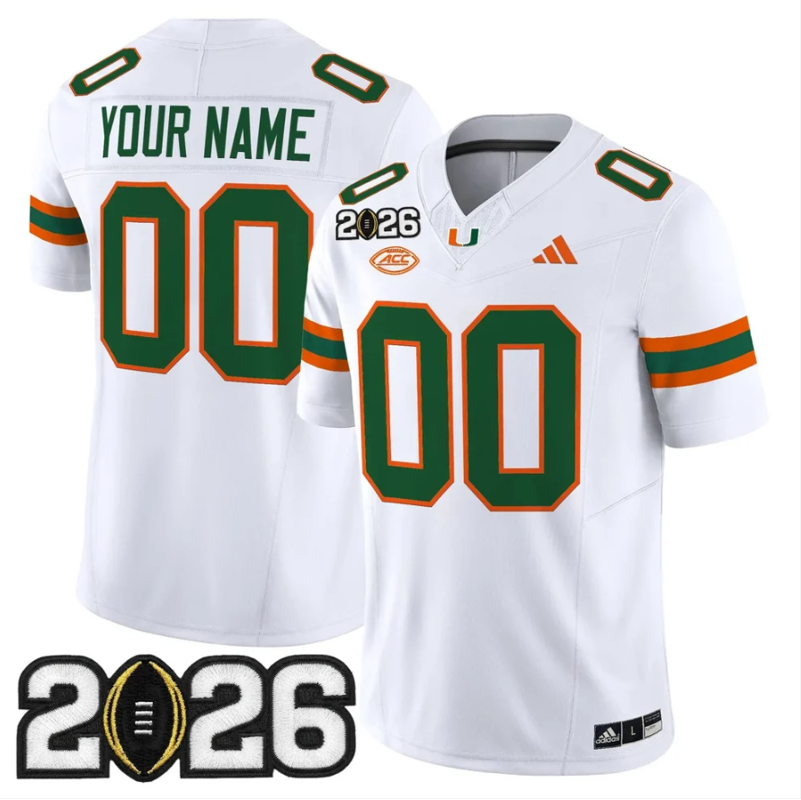 Custom Miami Hurricanes Jersey 2026 CFP Final Patch Stitched