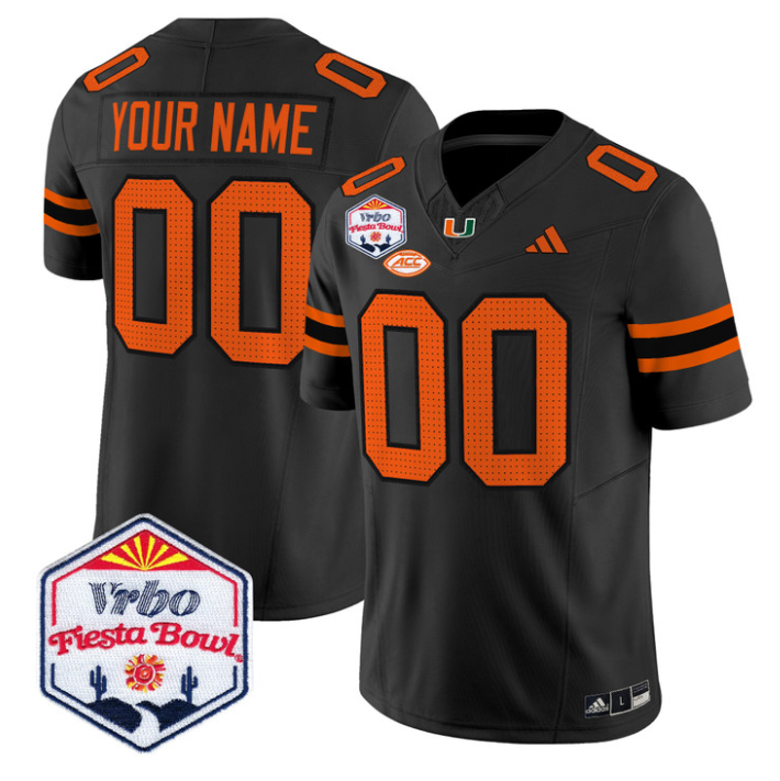 Custom Miami Hurricanes Jersey 2026 Fiesta Bow Patch Limited Stitched