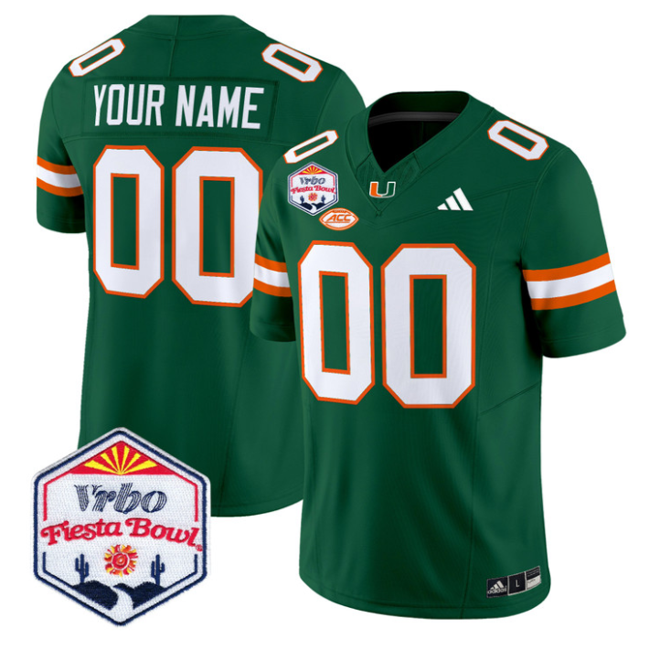 Custom Miami Hurricanes Jersey 2026 Fiesta Bow Patch Limited Stitched