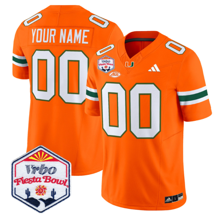 Custom Miami Hurricanes Jersey 2026 Fiesta Bow Patch Limited Stitched