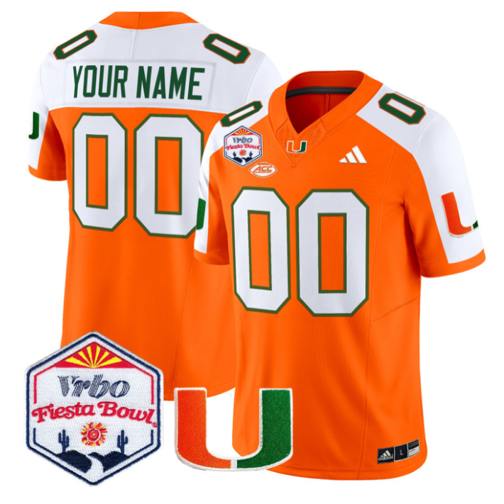 Custom Miami Hurricanes Jersey 2026 Fiesta Bow Patch Limited Stitched