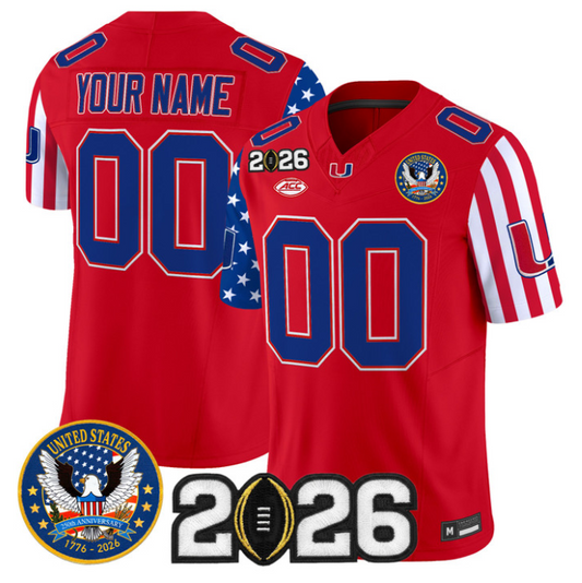 Custom Miami Hurricanes Jersey America 250 Edition 2026 CFP Final Patch Stitched