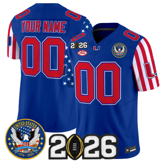 Custom Miami Hurricanes Jersey America 250 Edition 2026 CFP Final Patch Stitched
