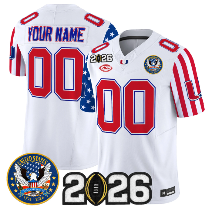 Custom Miami Hurricanes Jersey America 250 Edition 2026 CFP Final Patch Stitched