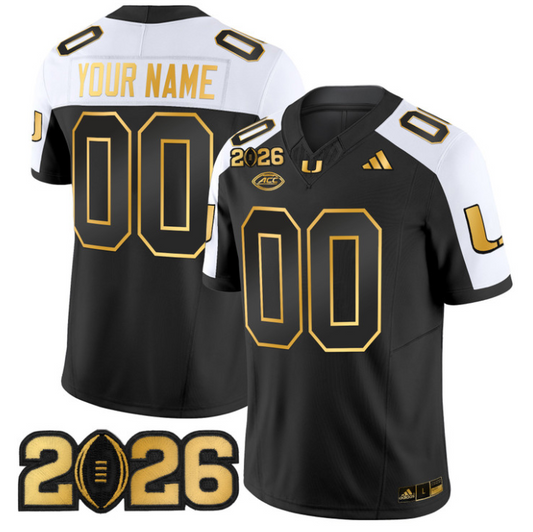 Custom Miami Hurricanes Jersey Name, Number 2026 CFP Final Patch Stitched