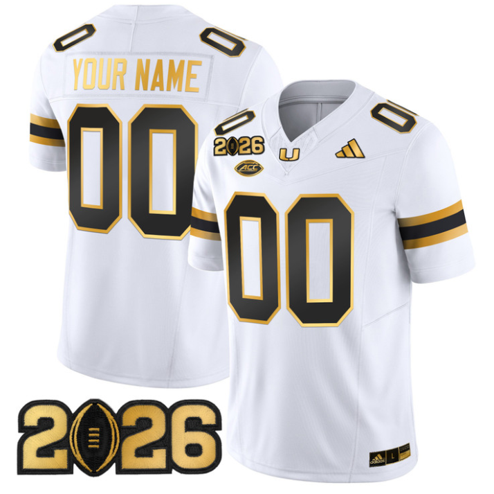 Custom Miami Hurricanes Jersey Name, Number 2026 CFP Final Patch Stitched