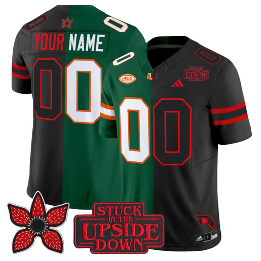 Custom Miami Hurricanes Jersey Upside Down Edition Stitched