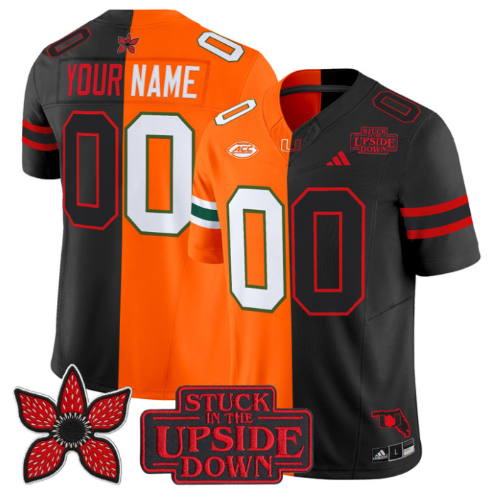 Custom Miami Hurricanes Jersey Upside Down Edition Stitched