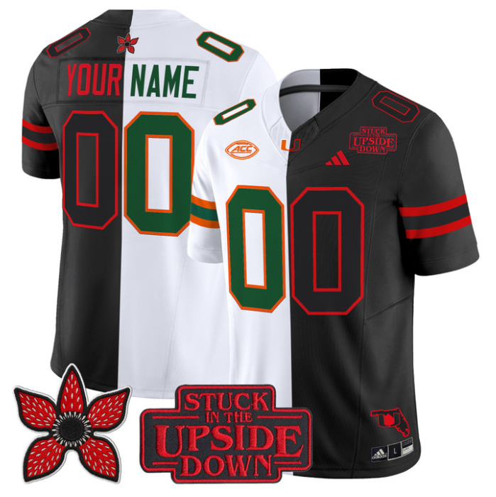 Custom Miami Hurricanes Jersey Upside Down Edition Stitched