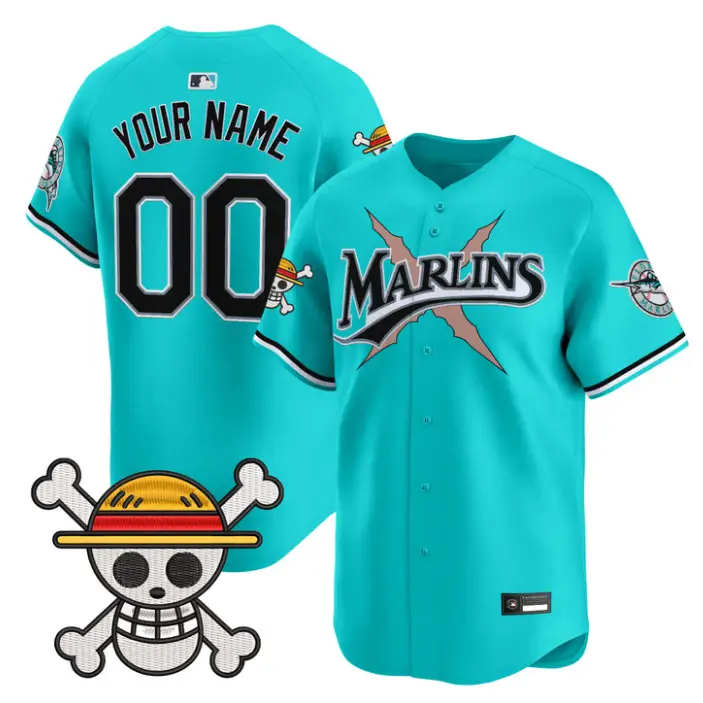 Custom Miami Marlins Jersey Name, Number One Piece Premier Stitched
