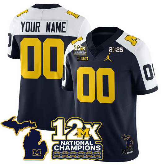 Custom Michigan Wolverines Jersey 12x-Time National Champions Stitched