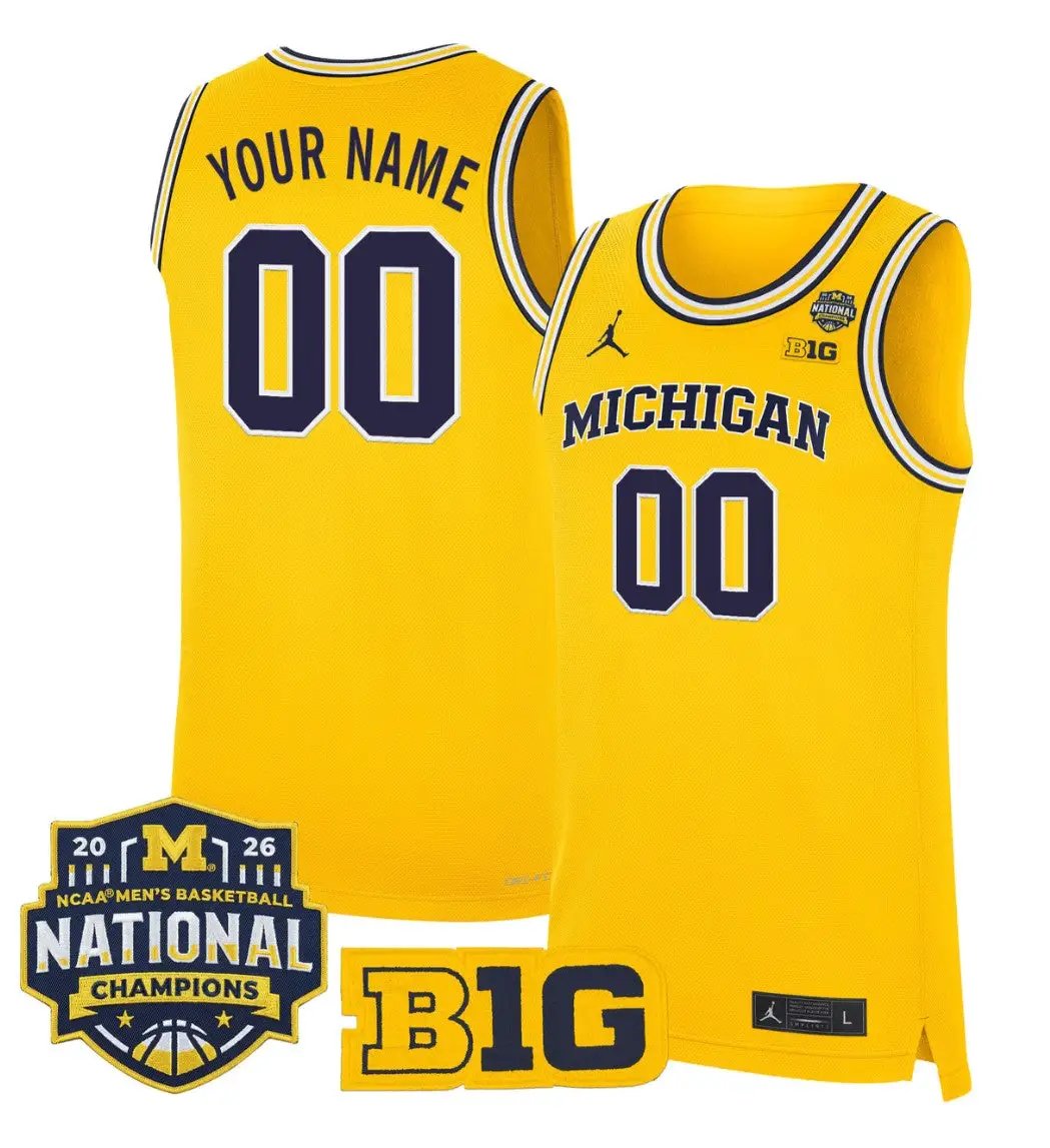 Custom Michigan Wolverines Jersey 2026 National Champions Stitched